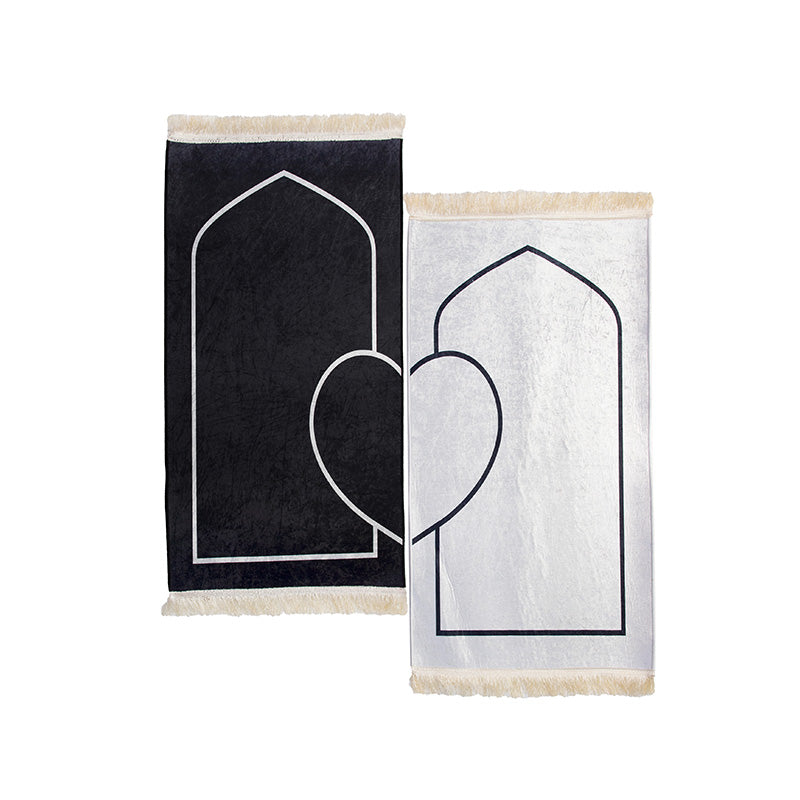 Couple prayer mat set - Couple Prayer Mat Set - Black & White Heart - main product image