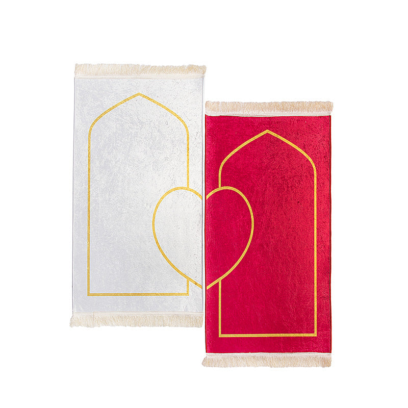Couple prayer mat set - Couple Prayer Mat Set - Silver & Red Heart - main product image