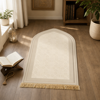 Prayer Mat 1.1cm Flannel Sponge White Border - Muslim Sajjadah