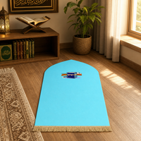 Islamic Prayer Mat Set - Velvet Sajjadah with Fringe, Multi-Color