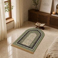 White Border Prayer Mat 1.1cm Thick - Islamic Sajjadah, Machine Washable