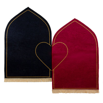 Couple Prayer Mat Set — Navy & Burgundy Geometric