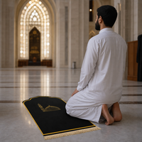 Modern Muslim Prayer Mat - Velvet Sajjadah with Tassel Fringe