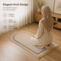 Islamic Prayer Mat White Trim - Thick Flannel Sponge, 70x110cm