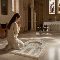 Muslim Prayer Rug White Edge - 1.1cm Thick Non-Slip Sajjadah