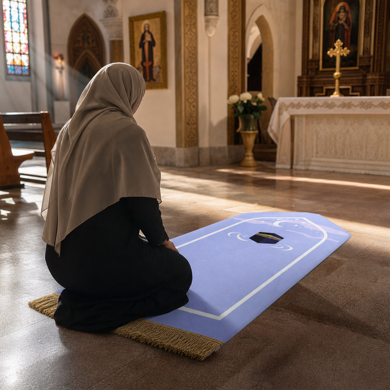 Islamic Prayer Rug Multi-Color Set - Non-Slip Velvet Sajjadah