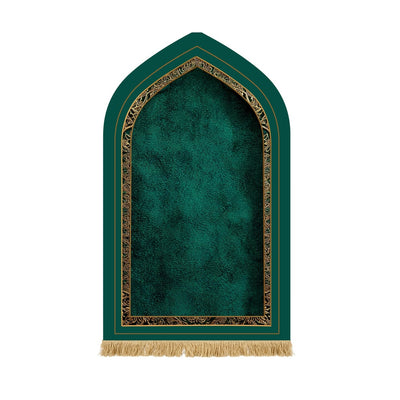 Black Border Prayer Mat - 1.1cm Thick Muslim Sajjadah, Non-Slip