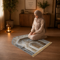 Muslim Prayer Rug White Edge - 1.1cm Thick Non-Slip Sajjadah