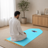 Islamic Prayer Mat Set - Velvet Sajjadah with Fringe, Multi-Color