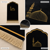 Modern Muslim Prayer Mat - Velvet Sajjadah with Tassel Fringe