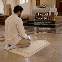 Islamic Prayer Mat White Trim - Thick Flannel Sponge, 70x110cm