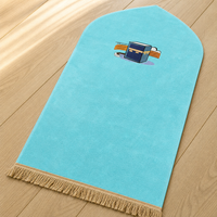 Islamic Prayer Mat Set - Velvet Sajjadah with Fringe, Multi-Color