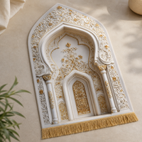 Muslim Prayer Rug White Edge - 1.1cm Thick Non-Slip Sajjadah
