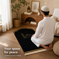 Modern Muslim Prayer Mat - Velvet Sajjadah with Tassel Fringe