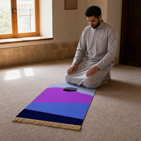 Muslim Prayer Mat with Fringe - Soft Velvet Sajjadah, Machine Washable