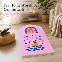 Premium Muslim Prayer Rug - Thick Velvet Sajjadah, Non-Slip Backing