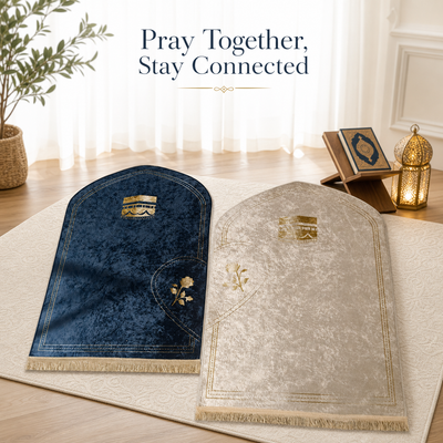 Couple Prayer Mat Set — Obsidian & Moonlit Kaaba