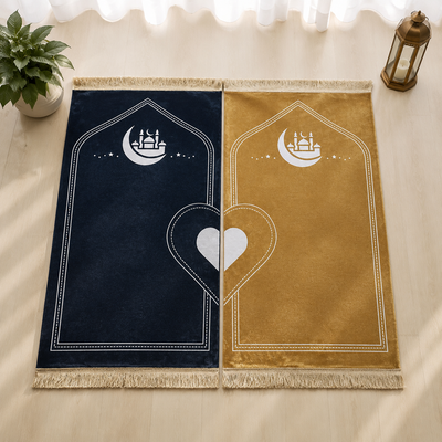 Couple Prayer Mat Set — Rose & Pearl Gold