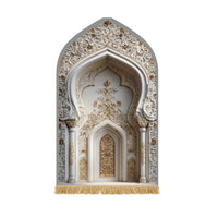 Muslim Prayer Rug White Edge - 1.1cm Thick Non-Slip Sajjadah