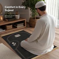 Couple prayer mat set - Couple Prayer Mat Set - Black & Silver Kaaba Rose - detail view 4