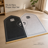 Couple prayer mat set - Couple Prayer Mat Set - Black & Silver Kaaba Rose - detail view 5